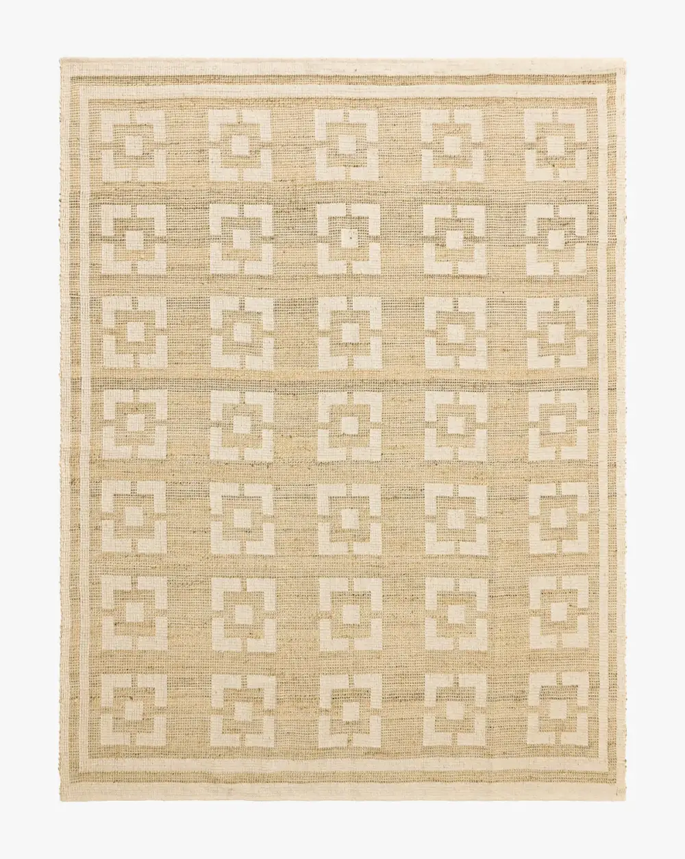 Cut-Square Handwoven Wool-Jute Area Rug
