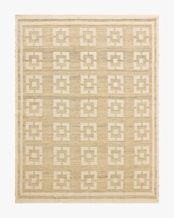 Cut-Square Handwoven Wool-Jute Area Rug