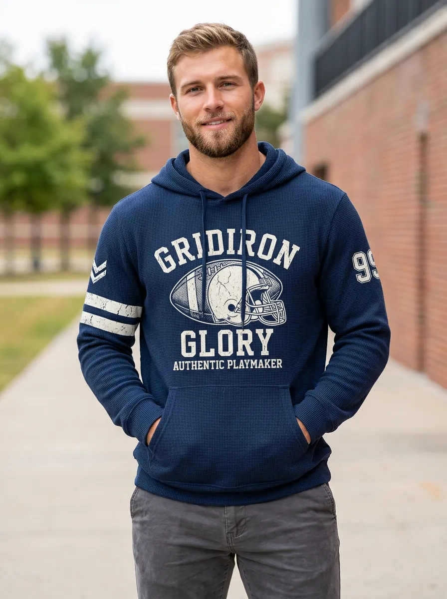 Men's Football Lover Gridiron Glory Helmet Printed Hoodie