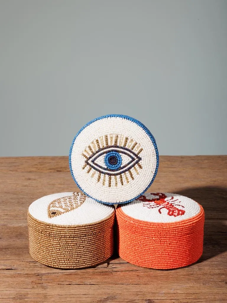 Beaded Round Keepsake Storage Box