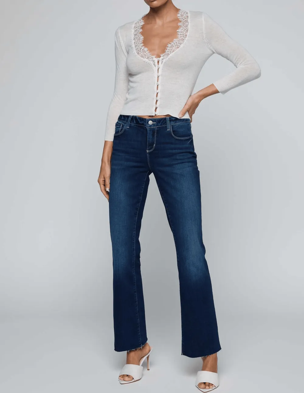 Classic Silk-Blend Button-Front Slim-Fit Lace-Trim Cardigan