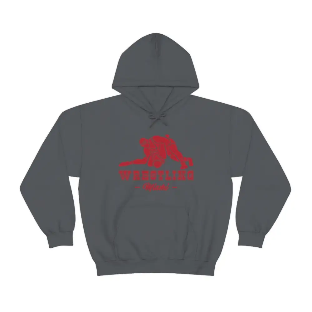 Relaxed Sport Print Wrestling Graphic Pullover Hoodie