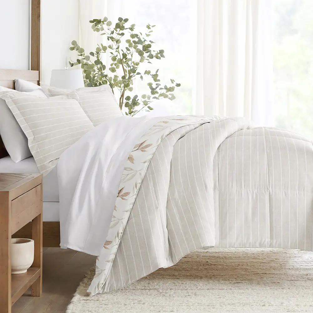 Foliage Stripe Reversible Down Alternative Comforter Set