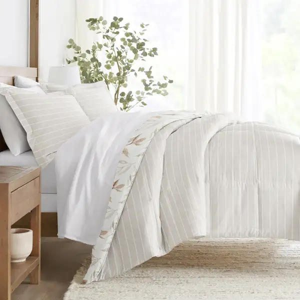 Foliage Stripe Reversible Down Alternative Comforter Set