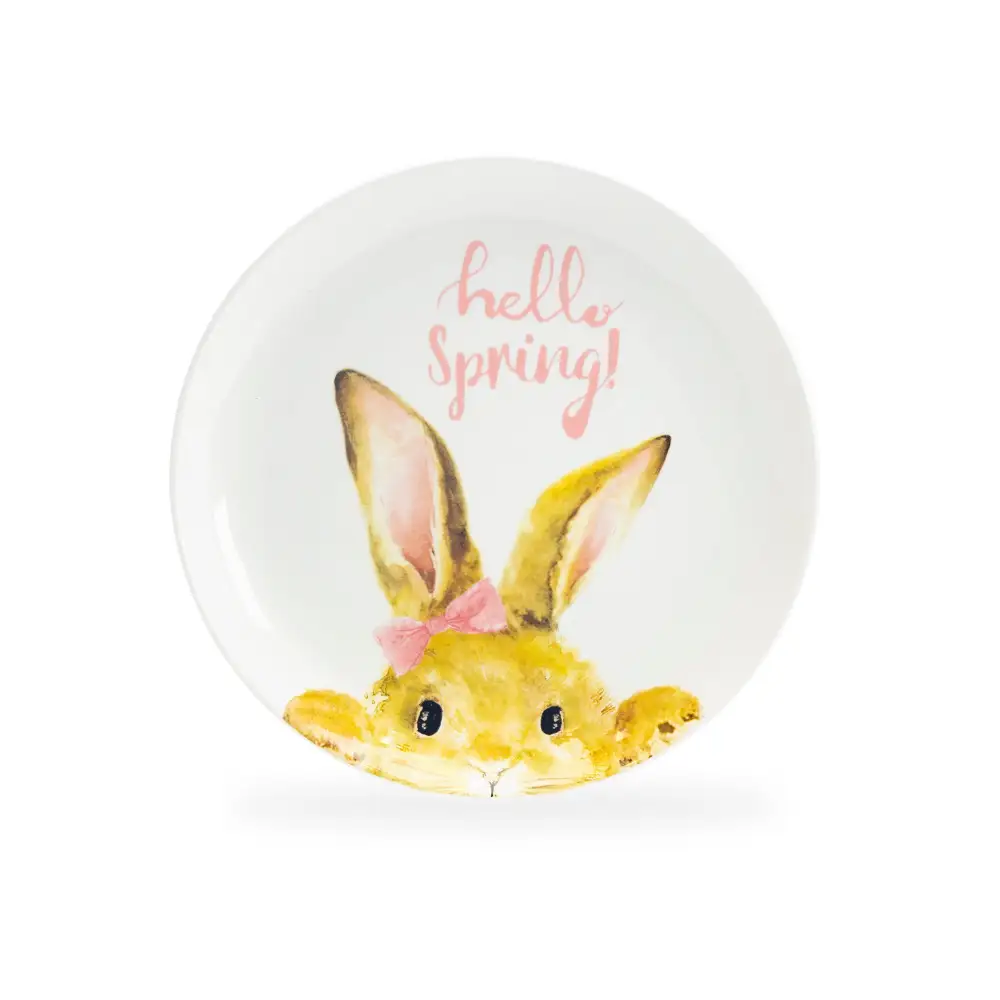 Hello Spring Bunny Ceramic Dessert Plate