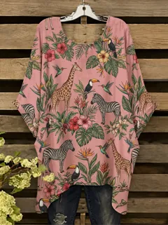 Tropical Women's Loose Printed T-Shirt