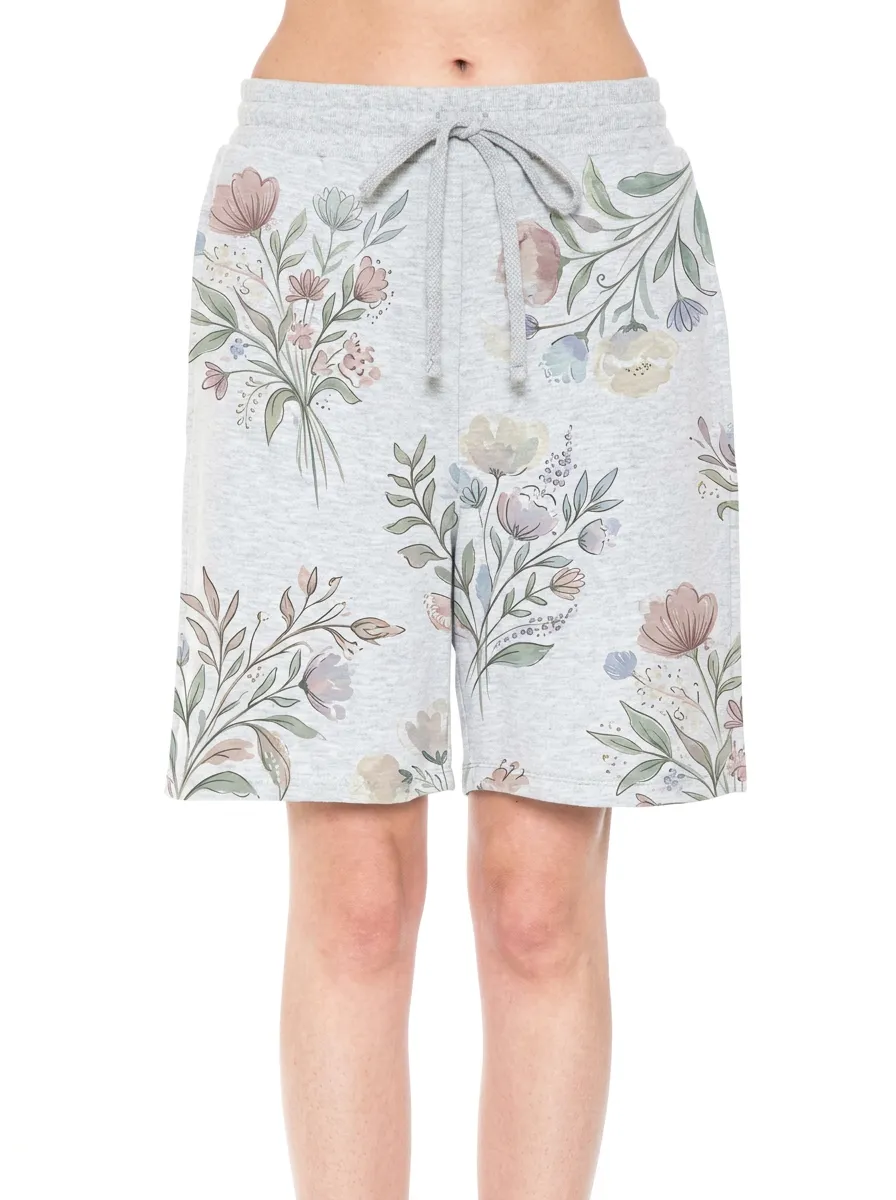Women's Floral Garden Botanical Printed Sweat Shorts
