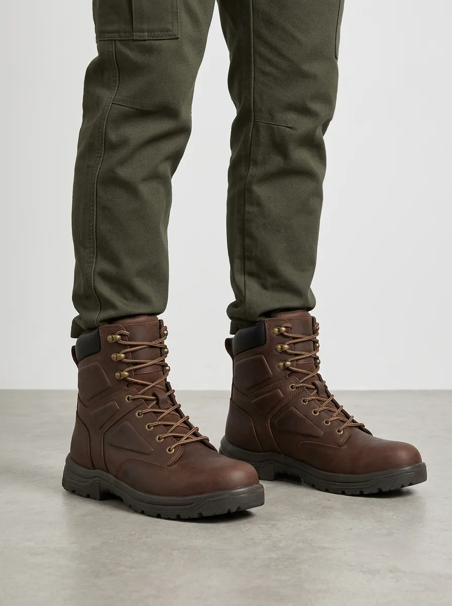 Unisex Everyday Leather Tactical Print Work Boots