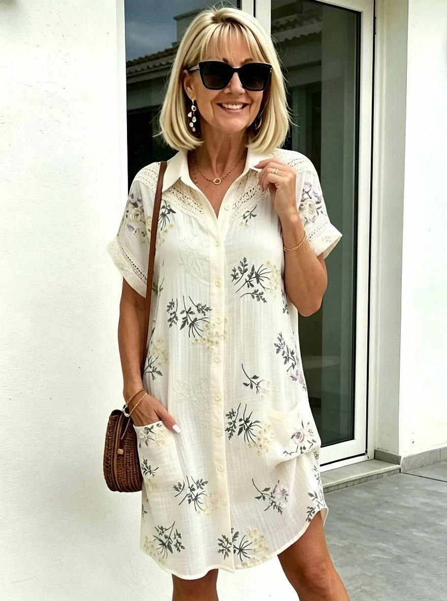 Women's Summer Vacation Floral Embroidery Printed Midi Dress