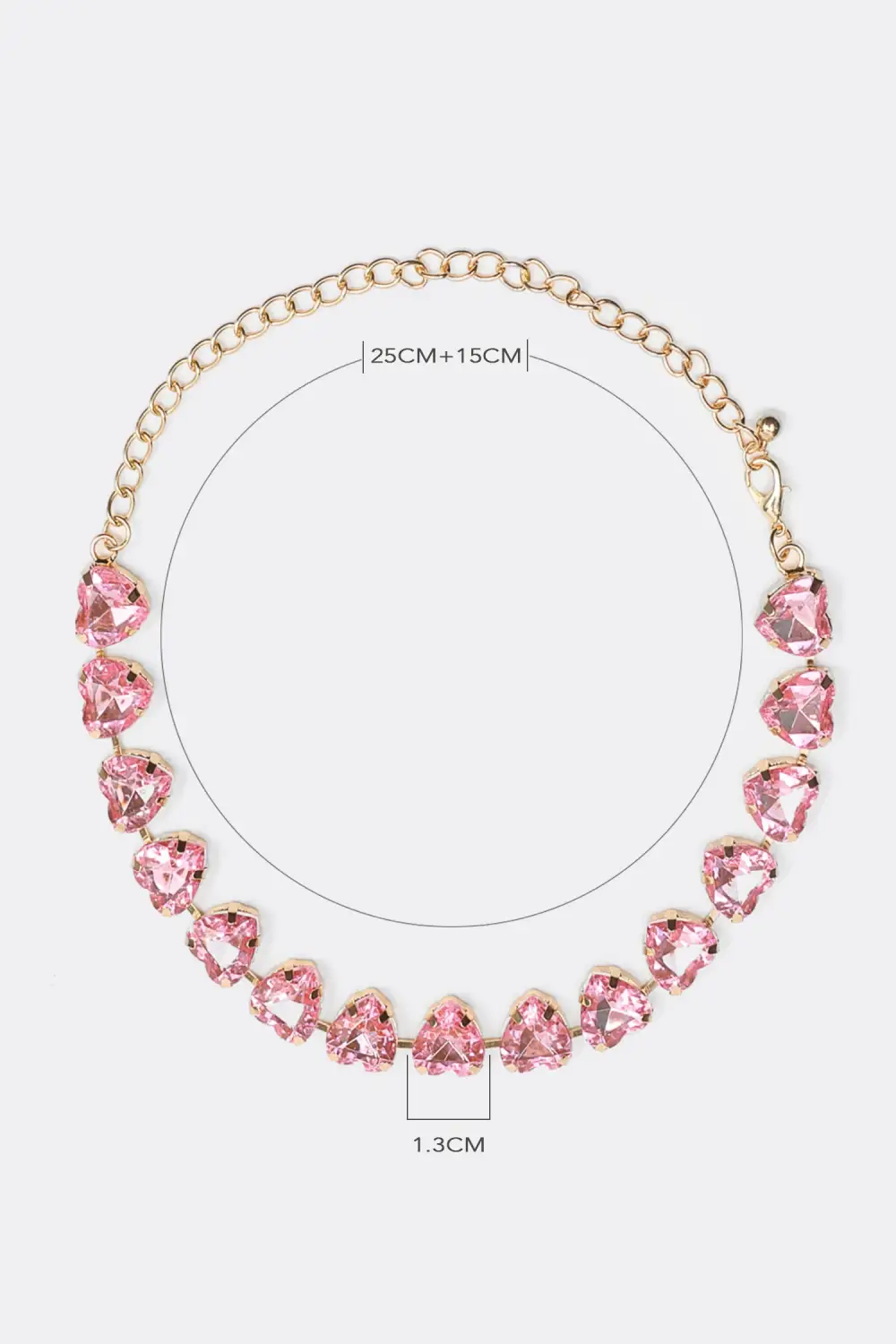 Stud Heart Shape Faux Pink Crystal Necklace