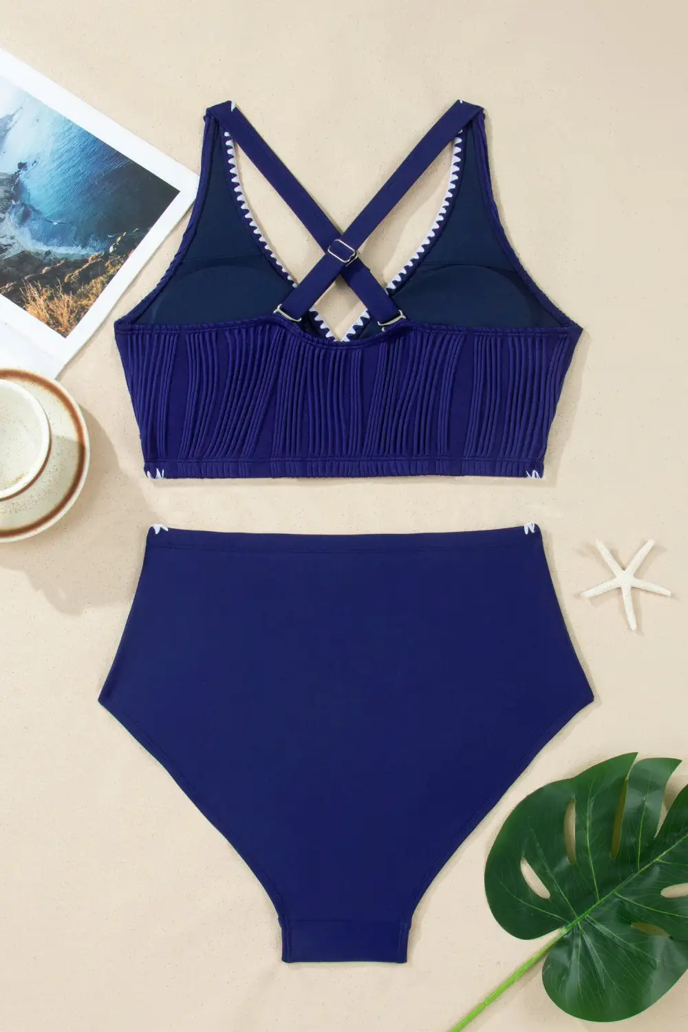 Shell Stitched Trim Bikini Swim Set