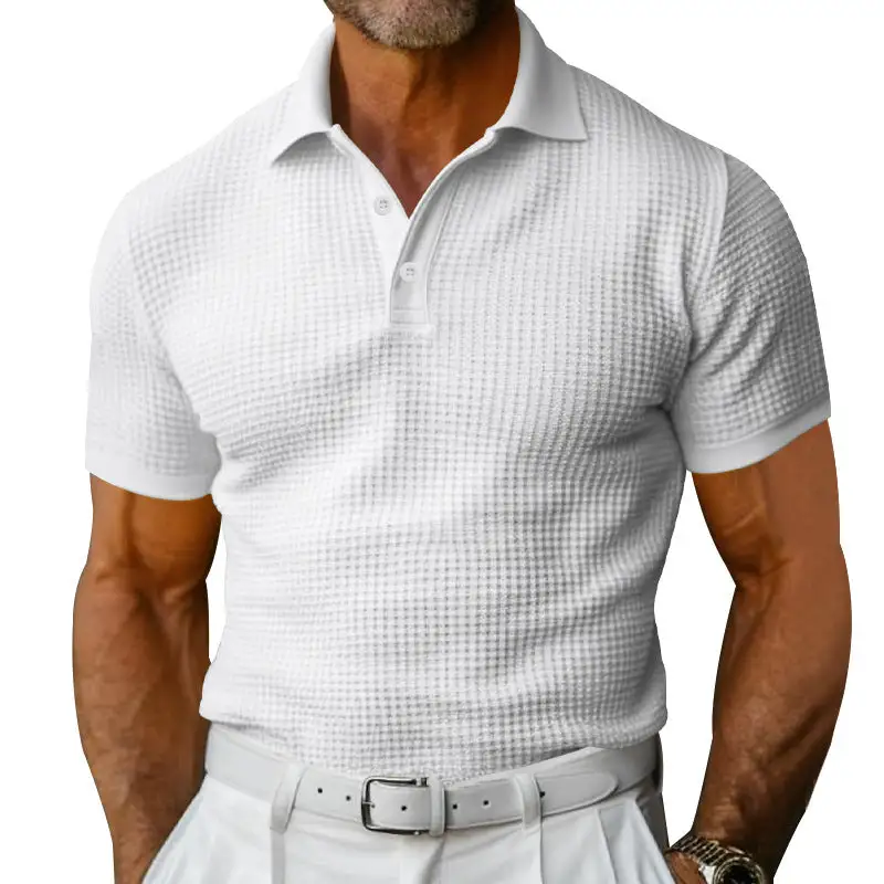 Waffle Texture Pique Fitted Polo Shirt