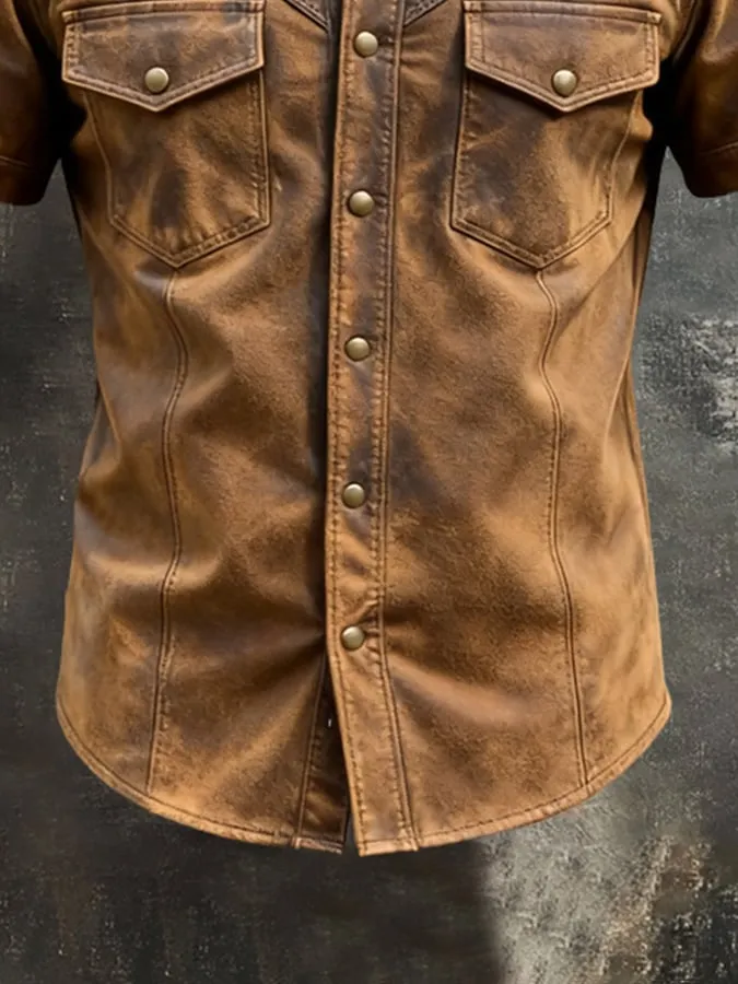 Men's Retro Pocket Short-Sleeve Shirt