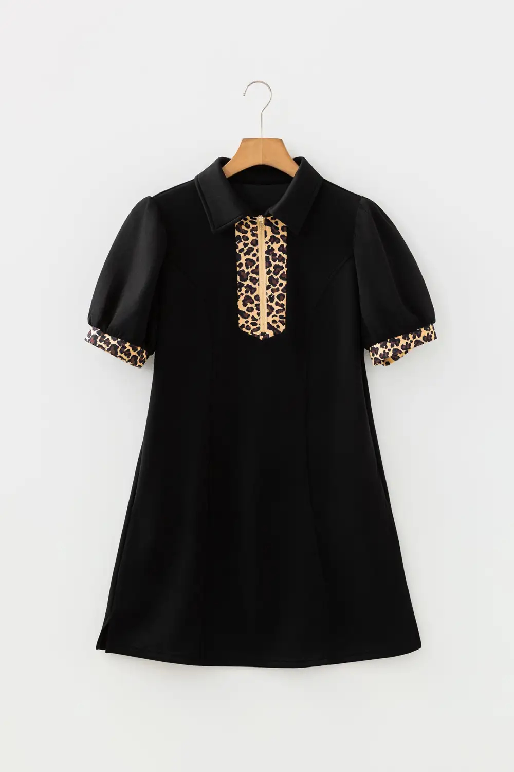 Finish Animal Print Patchwork Zip Front Mini Dress