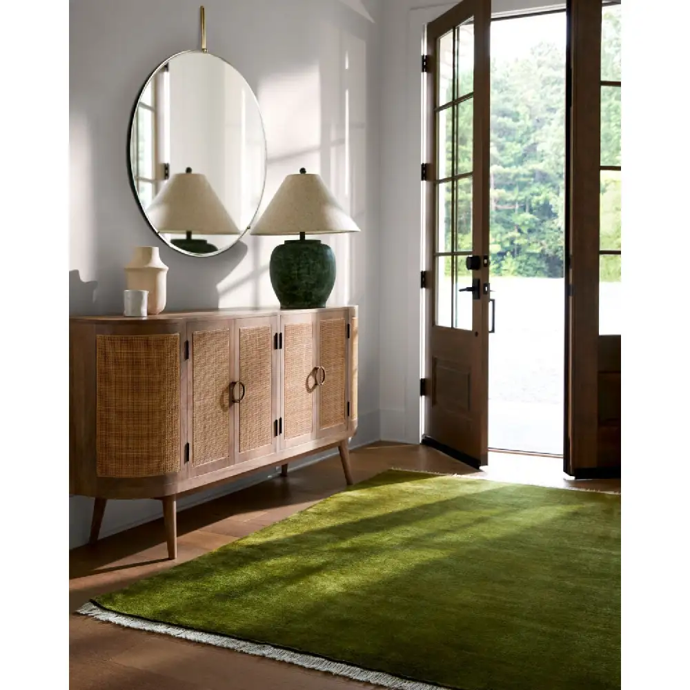 Hand-Loomed Wool Fringe Square Carpet