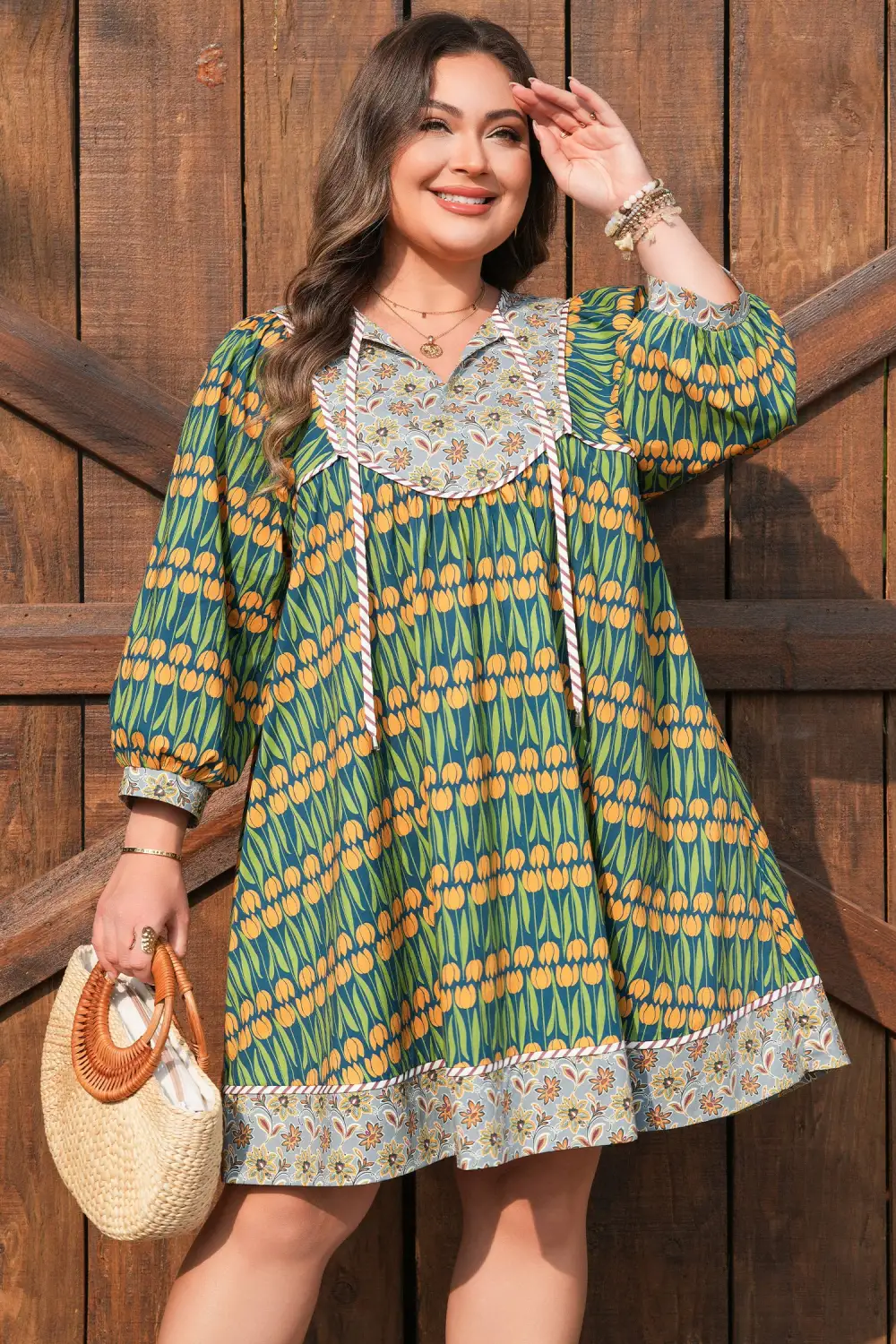 Balanced Detail Floral Striped Mini Dress