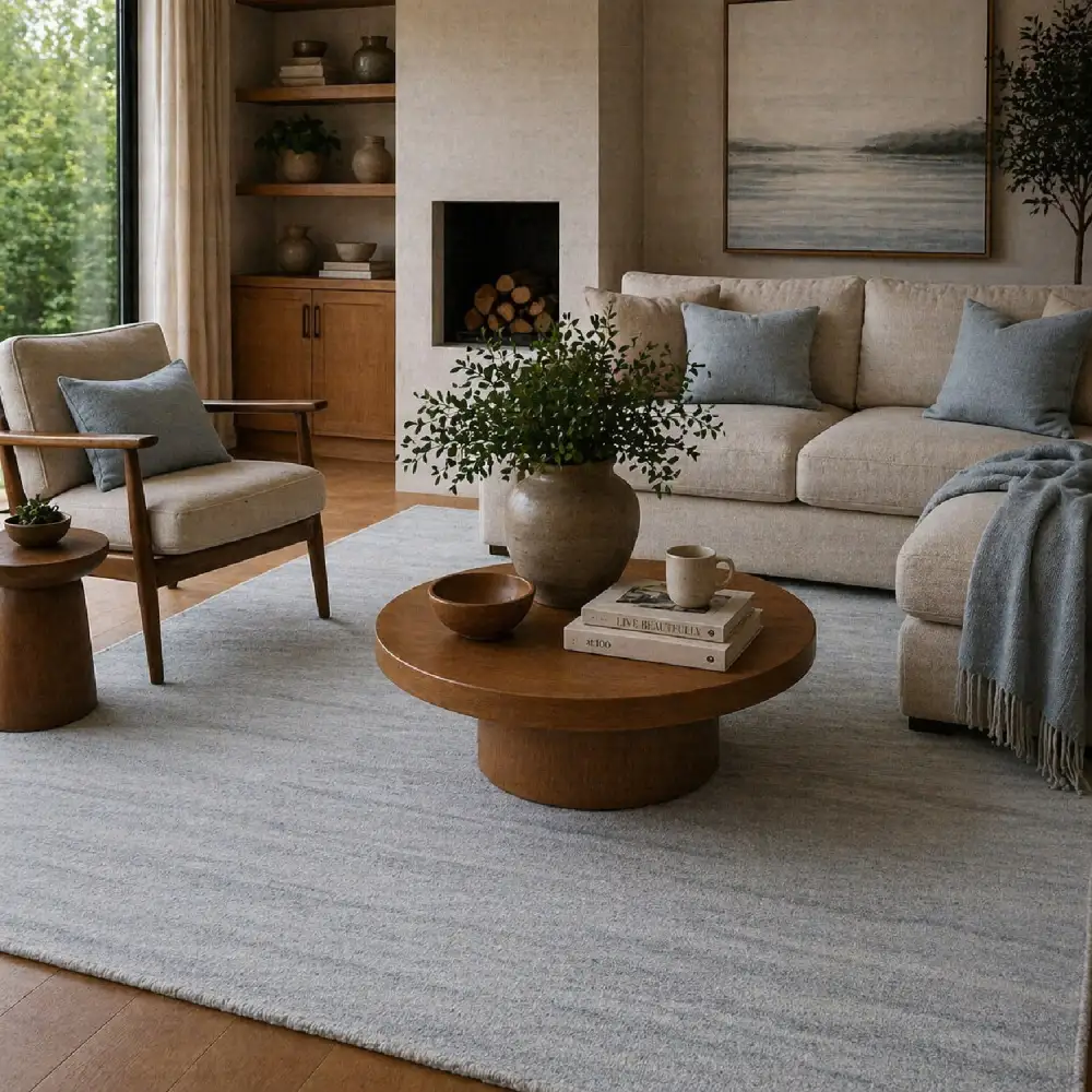 Hand-Knotted Wool Fringed Carpet