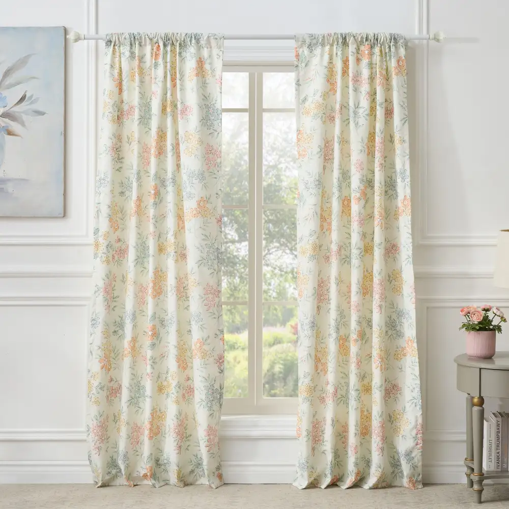 Semi-Sheer Microfiber Floral Classic Window Treatment