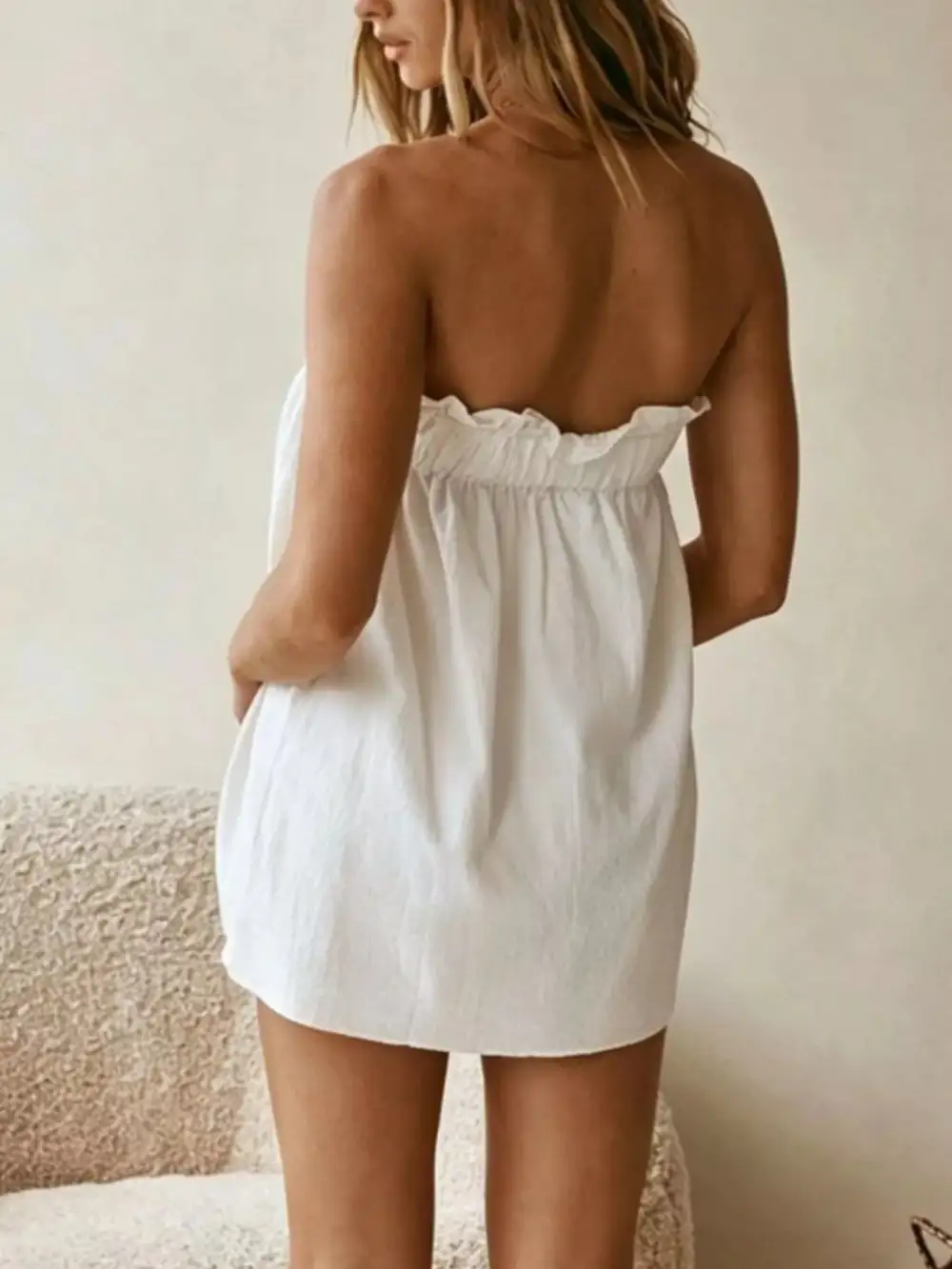 Polished Strapless Top And High-Waisted Skirt Set