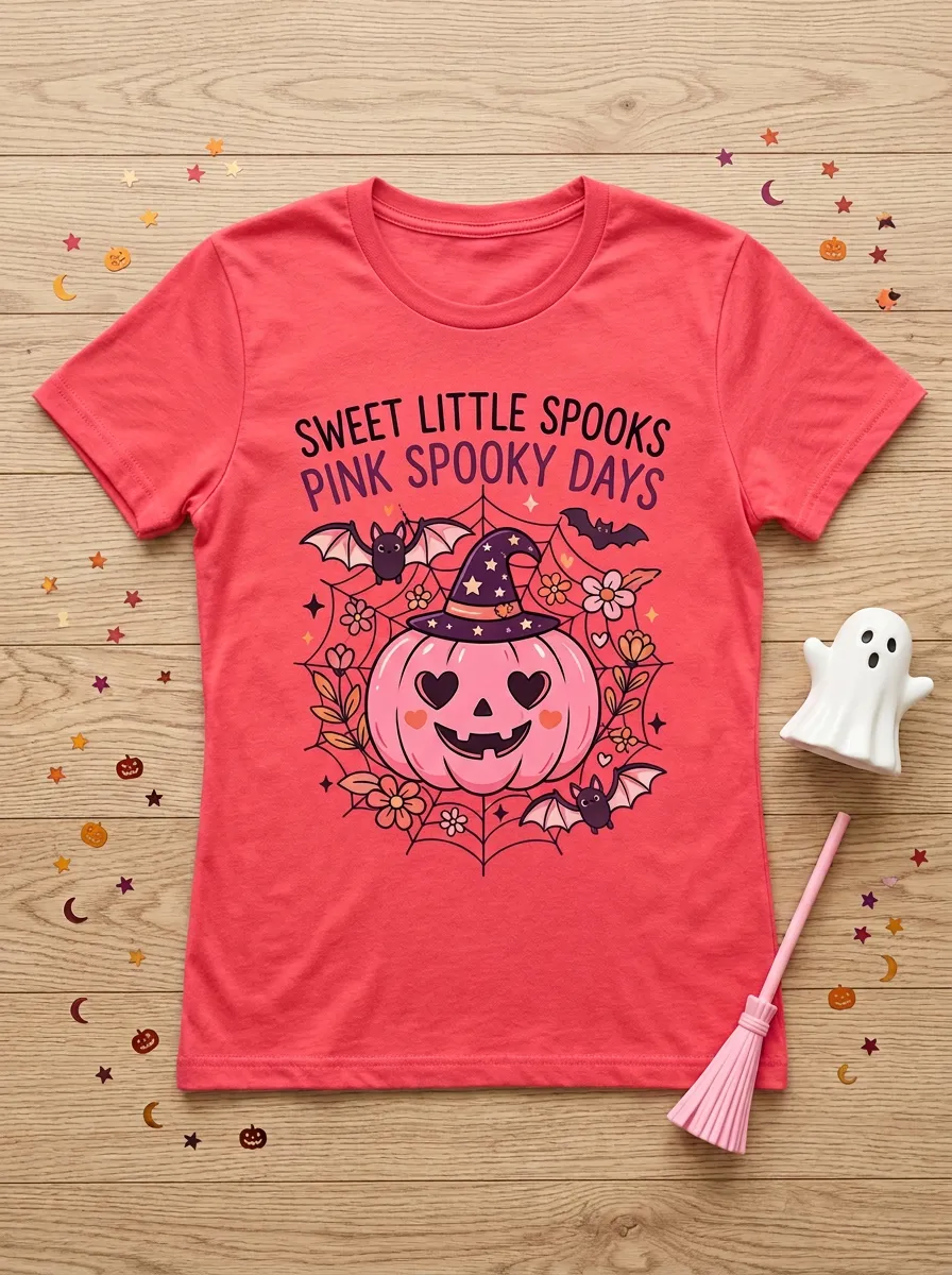 Pumpkin Bat Floral Halloween Graphic T-Shirt