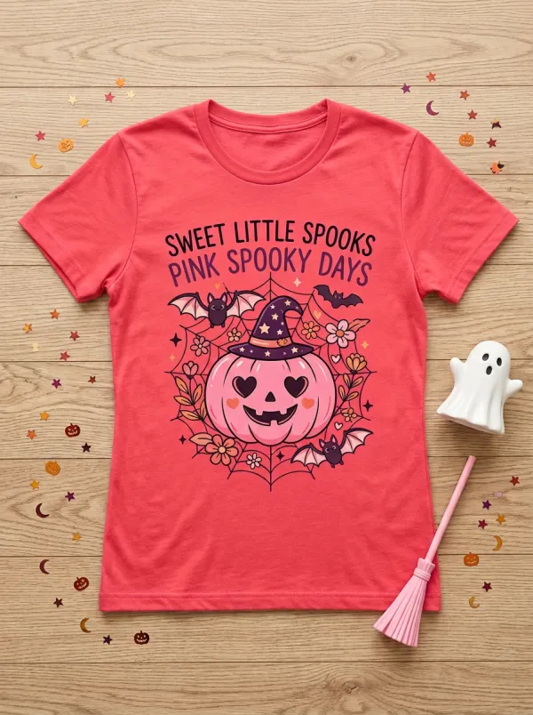 Pumpkin Bat Floral Halloween Graphic T-Shirt