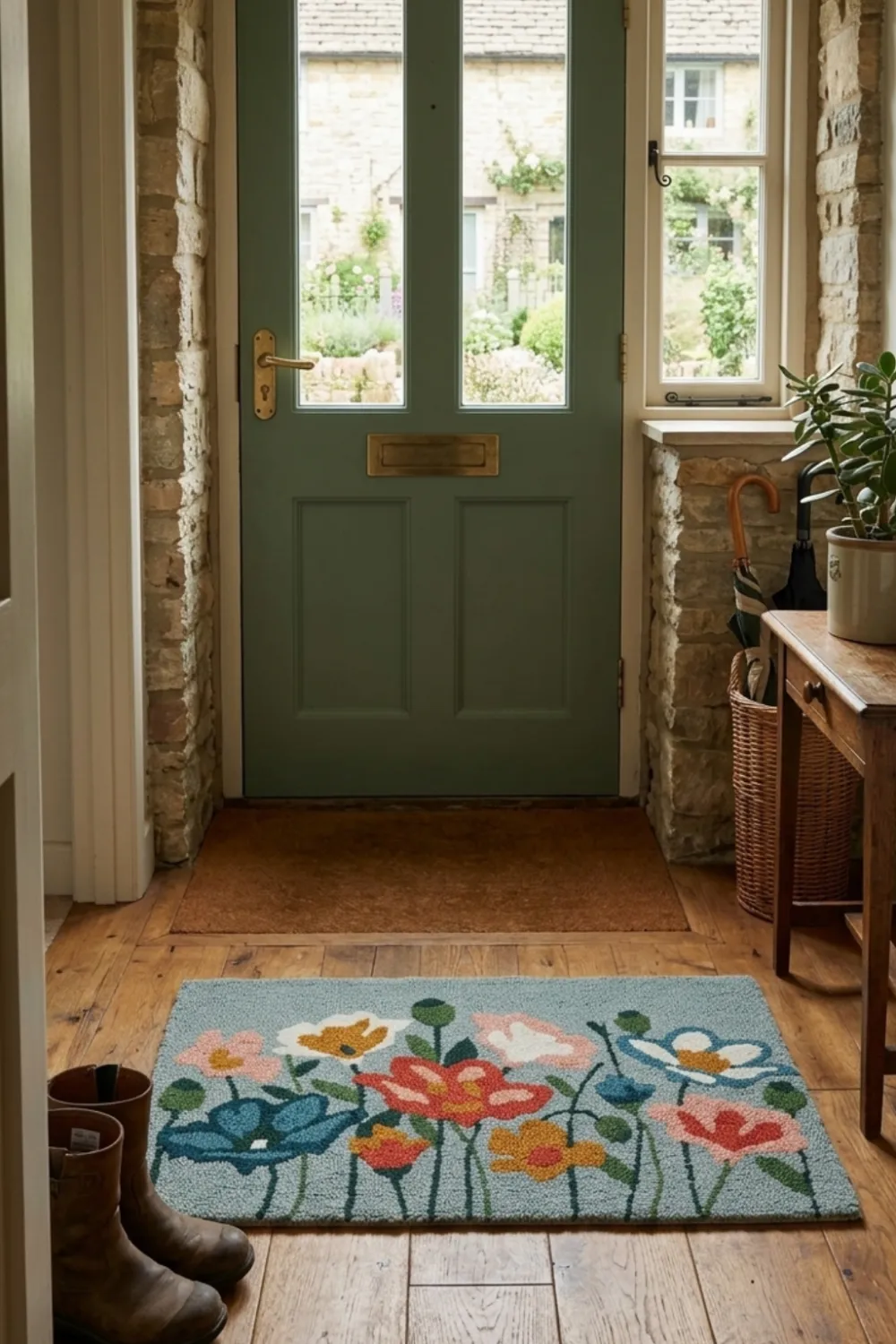 Everyday Non Slip Floral Botanical PET Entryway Doormat
