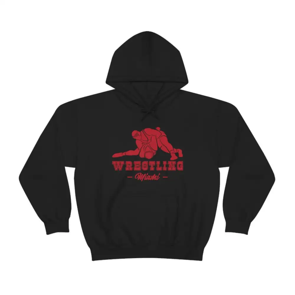Relaxed Sport Print Wrestling Graphic Pullover Hoodie