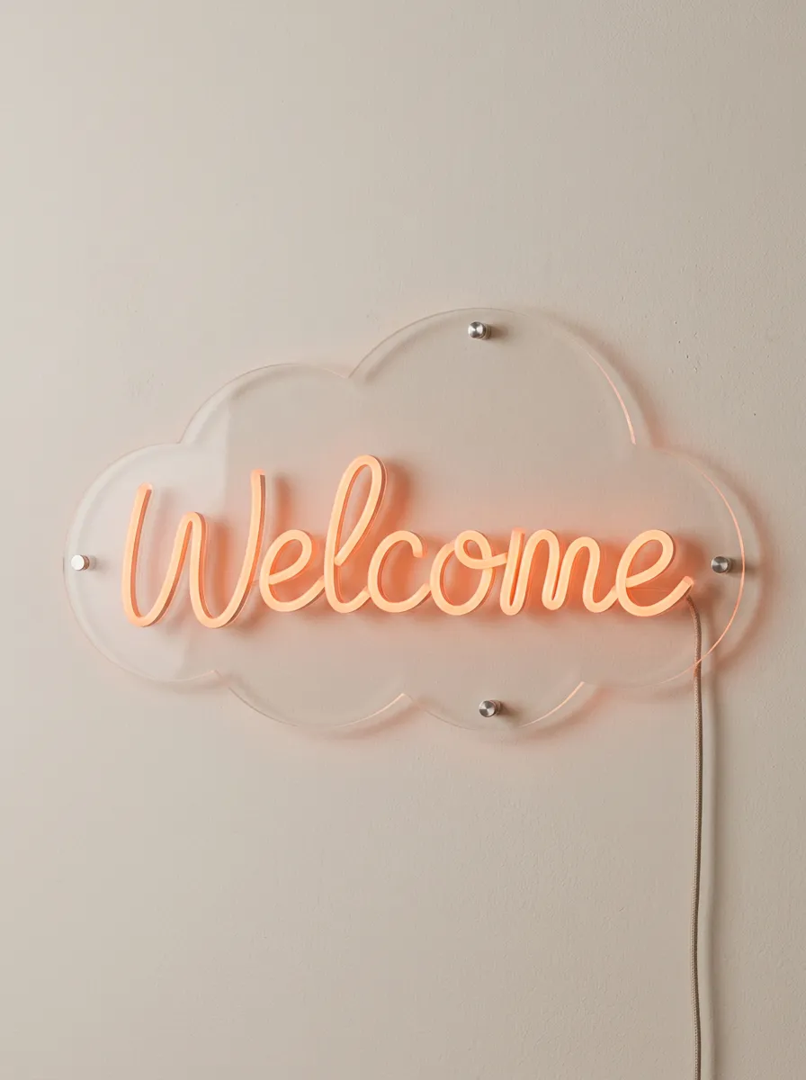 Portable Cloud-Shaped Welcome Neon Sign