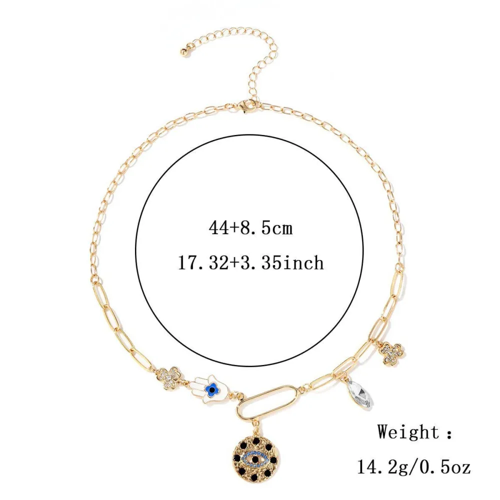 Compact Rhinestone Pendant Necklace
