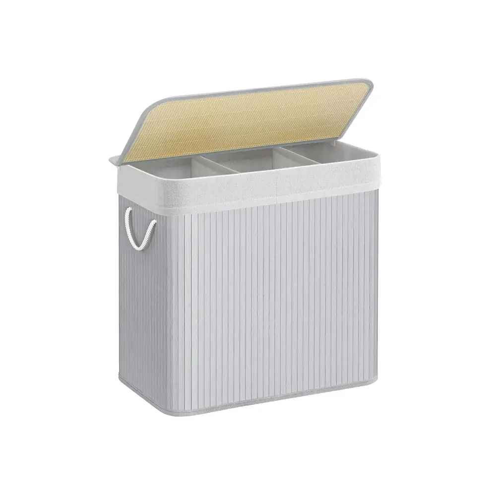 Triple Compartment Removable Liner Handled Laundry Sorting Basket