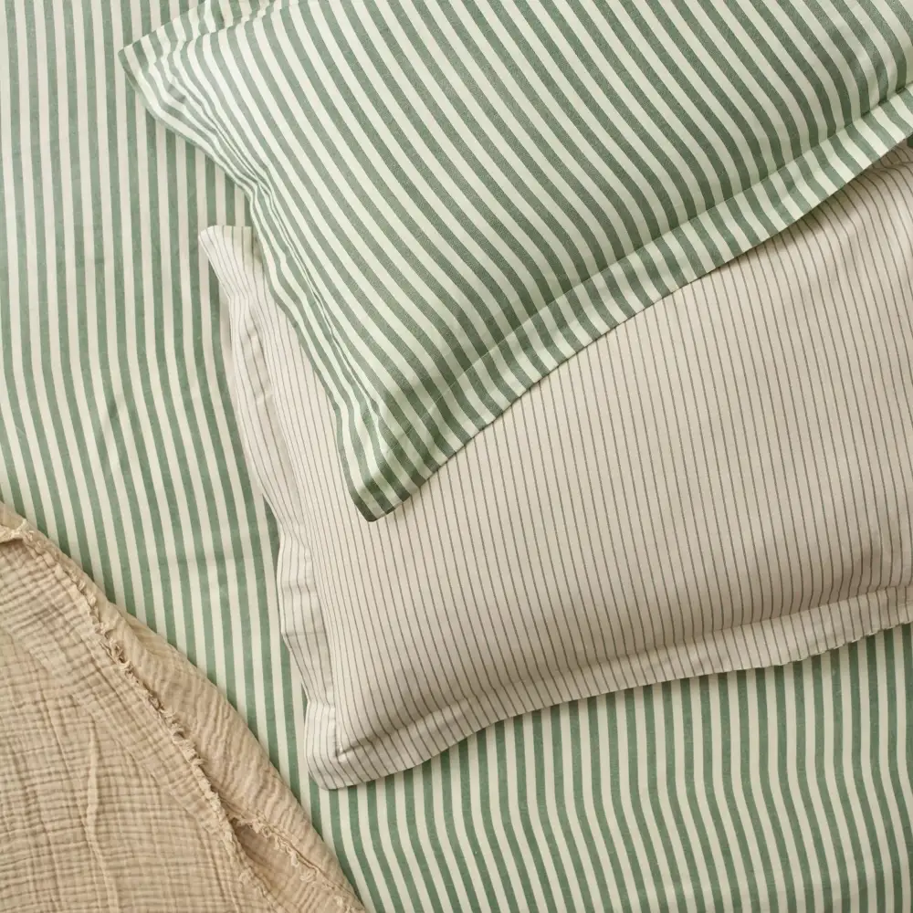 Peaceful Bedroom Reversible Stripe Cotton Duvet Cover Set