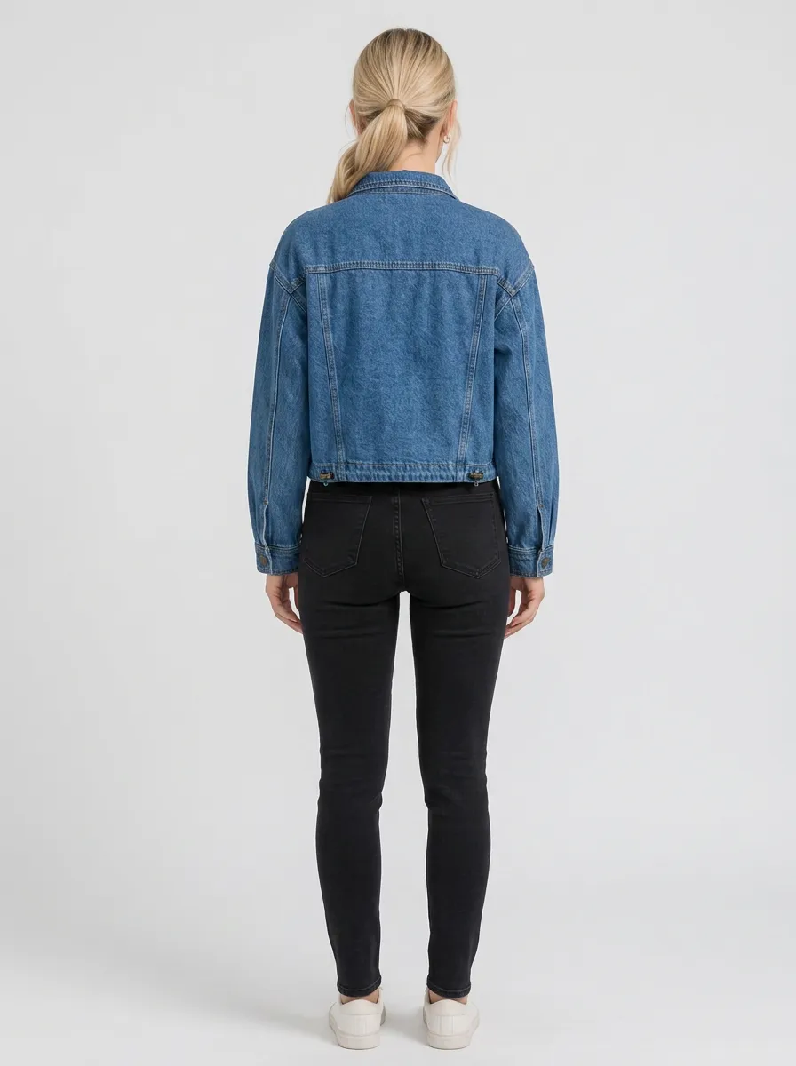 Women's Vintage Wash Cropped Denim Jacket