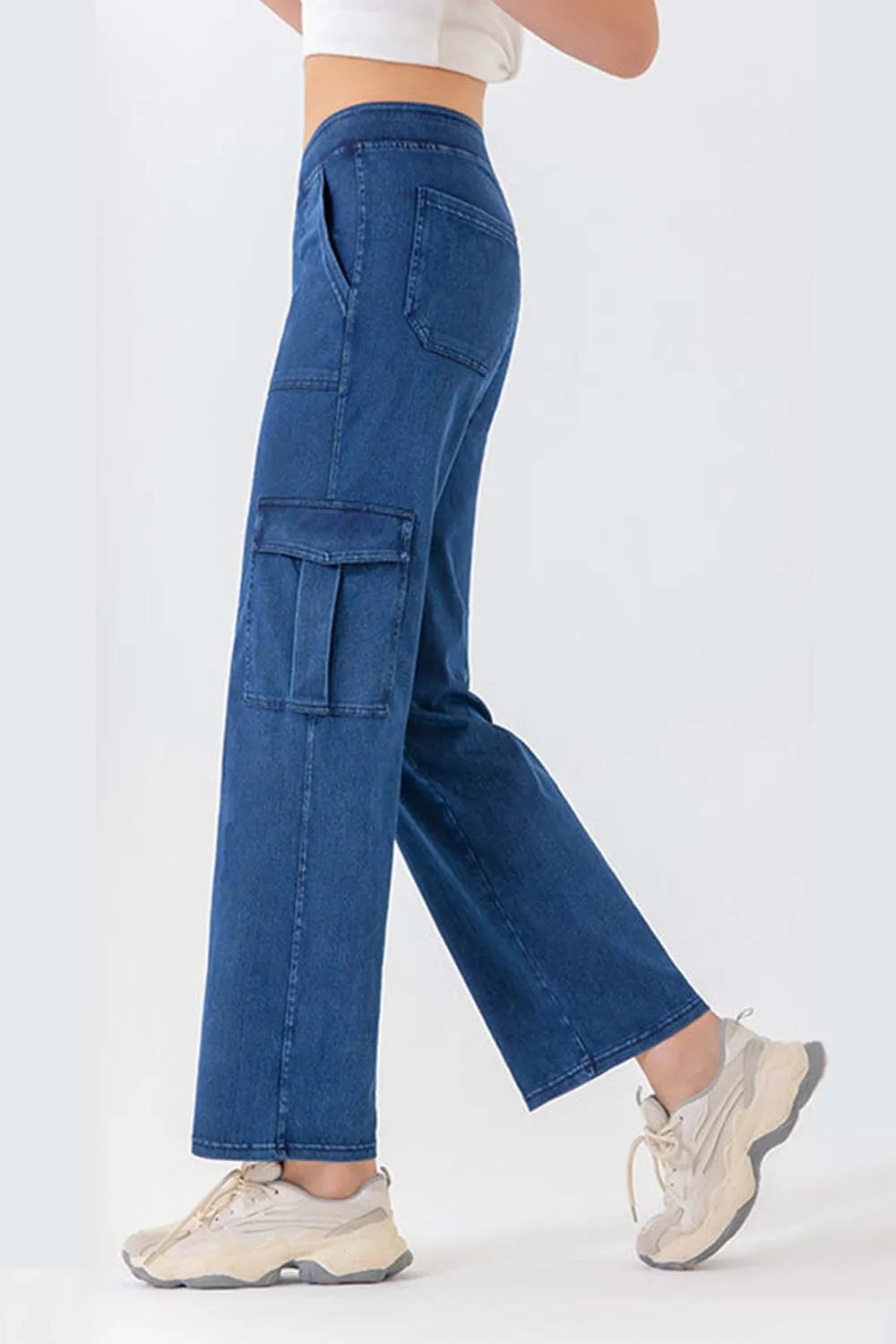 Button Fly Pocket Long Denim Jeans