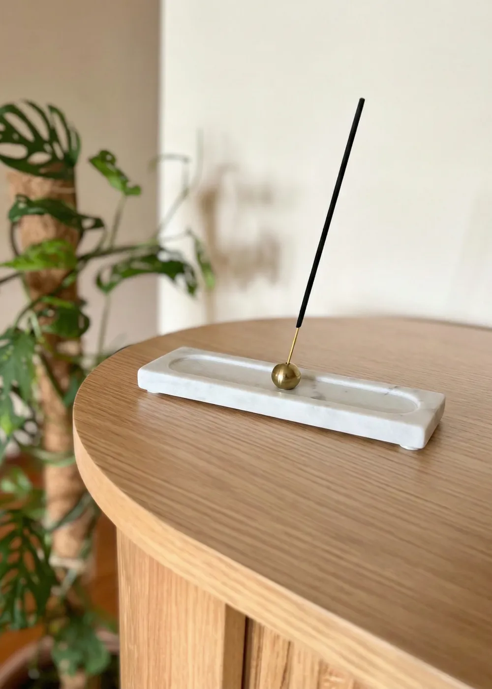 Galaxy Marble Incense Holder White