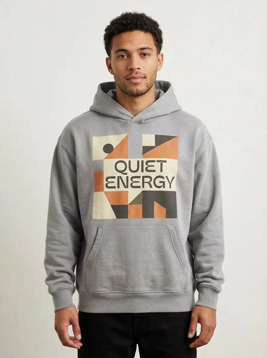 Clean-Lined Quiet Energy Geometric Hoodie