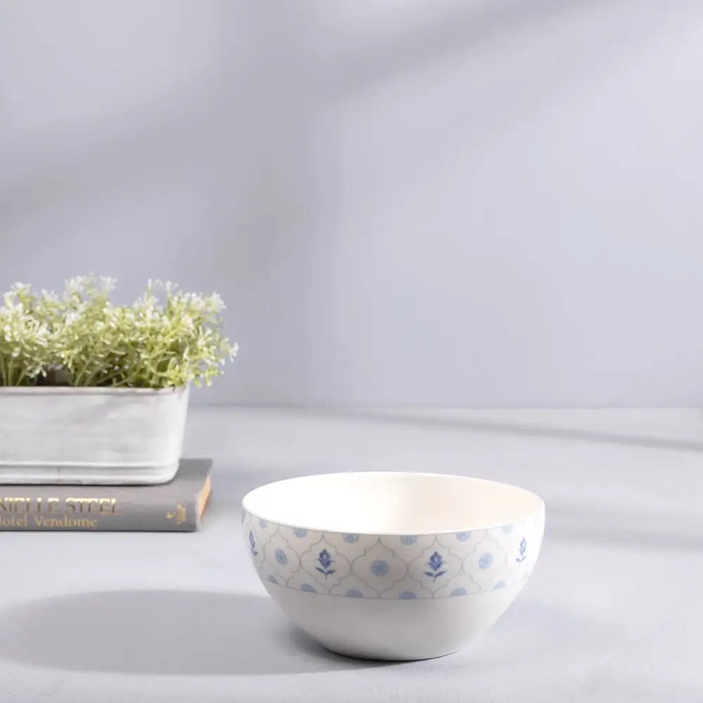 Ivory Blue Ceramic Side Bowl