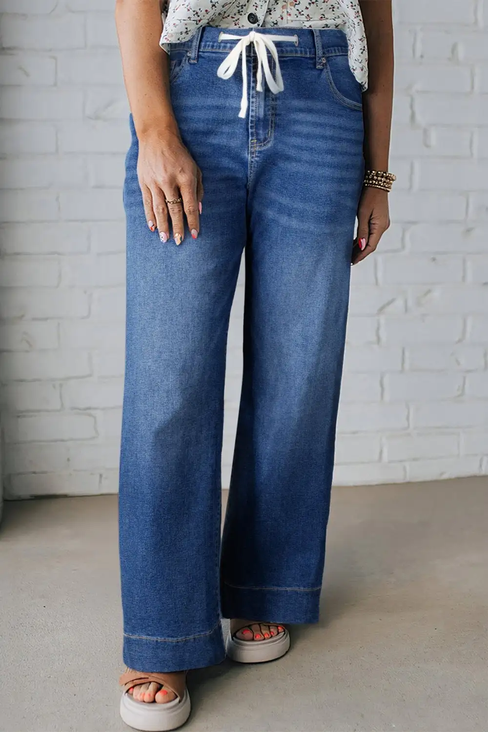 Draped Lace Jeans