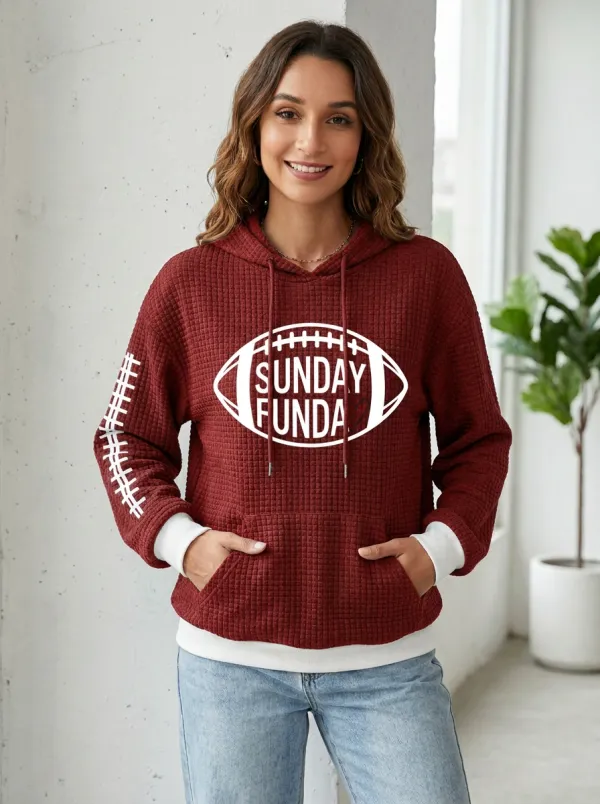 Women's Football Sunday Funday Graphic Printed Hoodie