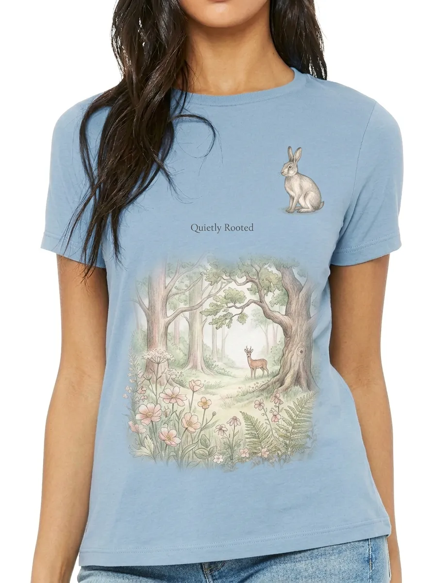 Women's Nature Lover Rabbit Forest Deer Printed T-shirt