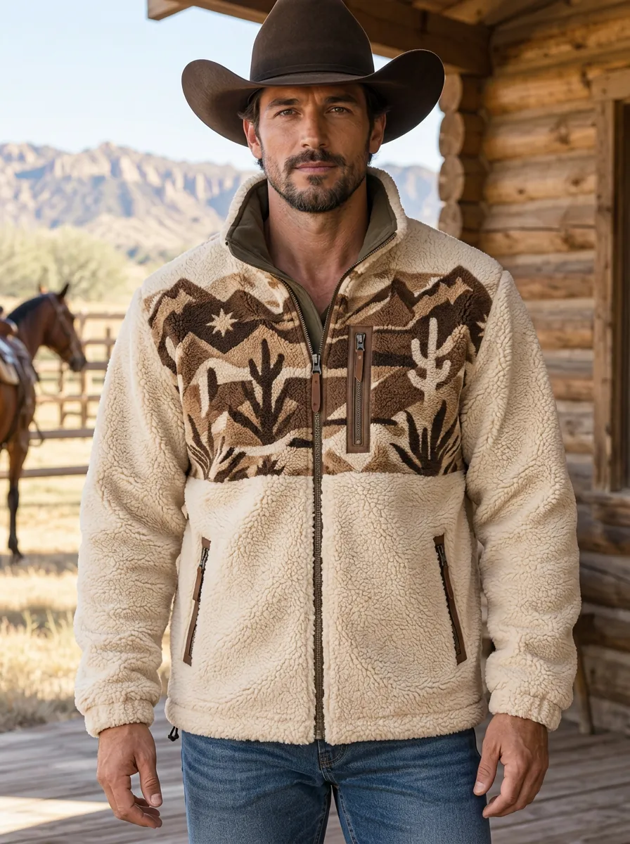 Canyon Trail Cactus Desert Ranchwear Edit Men's Western Fleece Jacket