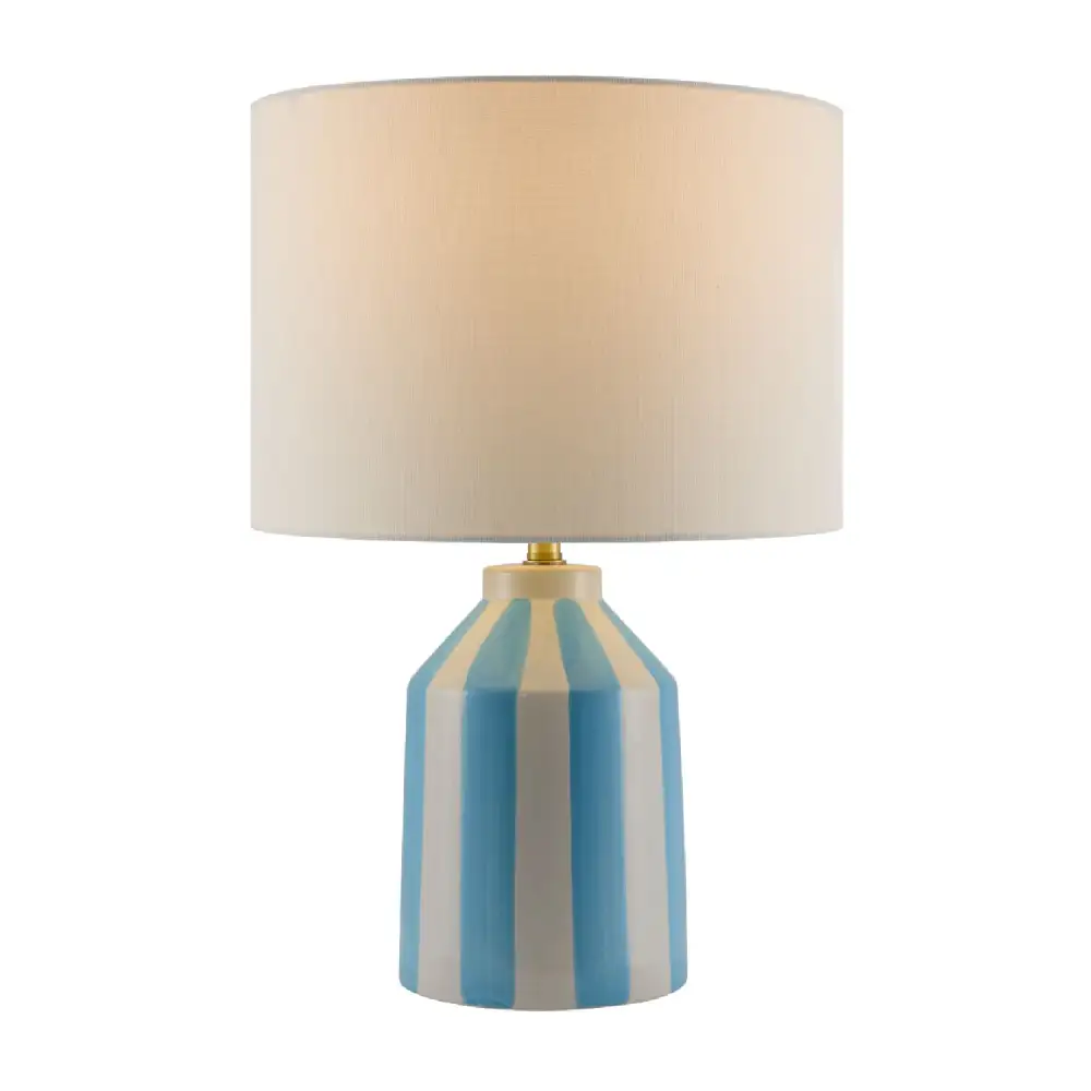 Art Deco Glazed Linen Shade Ceramic Iron Table Lamp