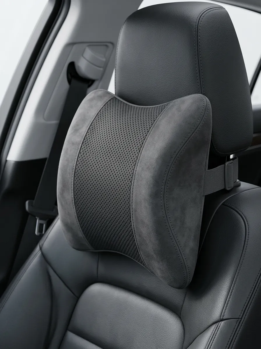 Mesh Suede-Look Ergonomic-Style Car Neck Support Pillow