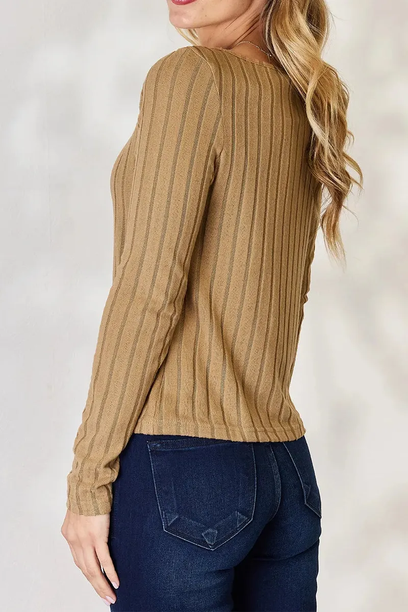 Full Size Ribbed Long Sleeve T-Shirt