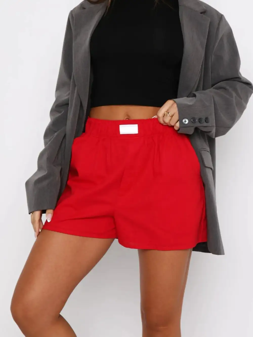 Casual Simple Elastic Waist Shorts
