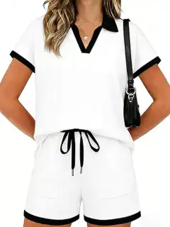 Relaxed Drawstring Pocketed Top and Shorts Matching Set