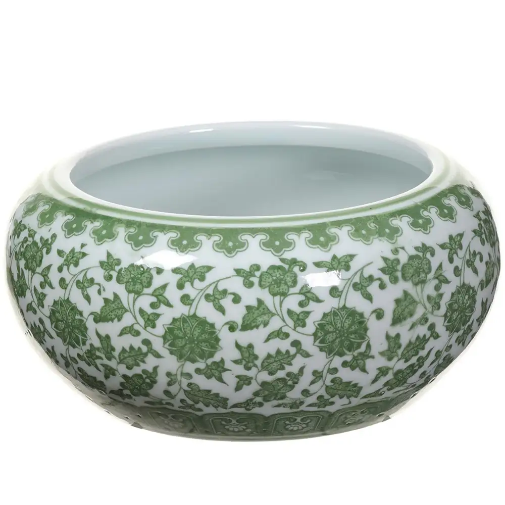 Floral Ceramic Pedestal Bowl Planter