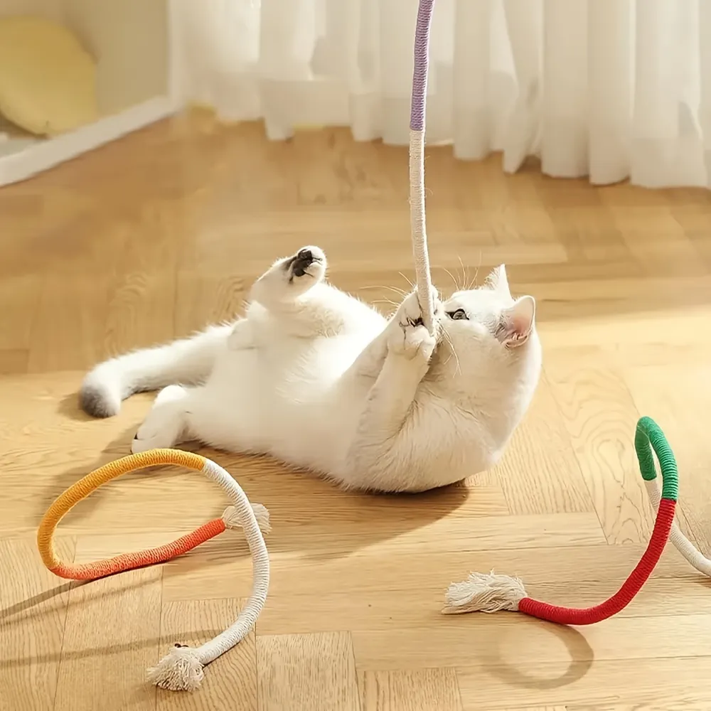 3 Pcs Colorful Rope Cat Teaser Toys