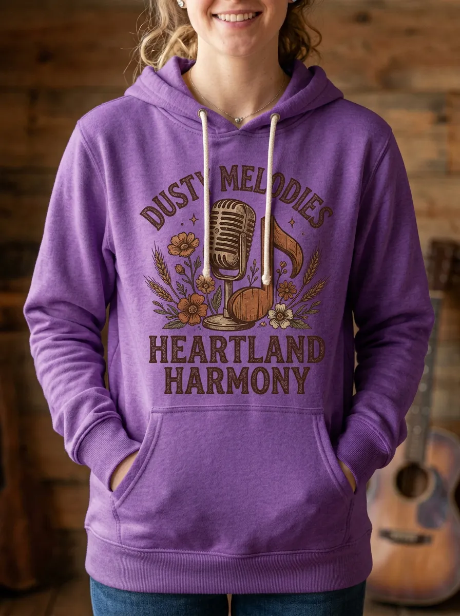 Floral Microphone Women's Country Music Printed Hoodie