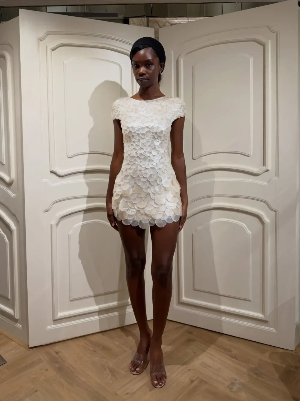 Lunaria Shell Disc Mini Dress in Ivory