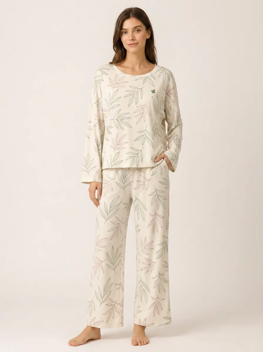 Women's Botanical Nature Lover Leaf Printed Lounge Set